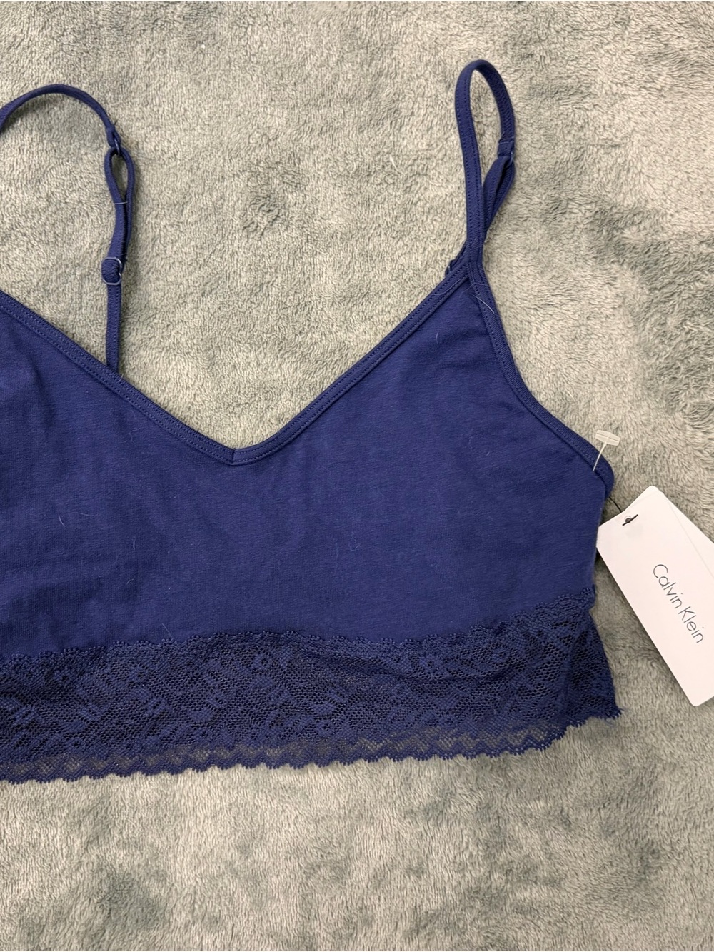 Calvin Klein Dark Blue Lace-Trim Bandeau Bralette